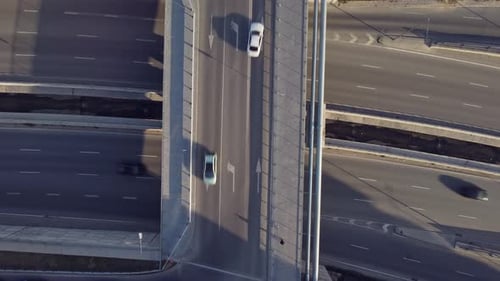 Aerial View From a Drone to a Road Junction in the City