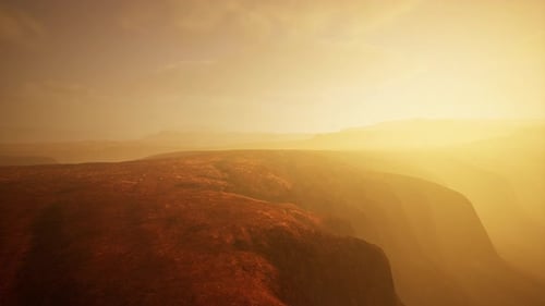 Grand Canyon National Park in Fog at Sunset