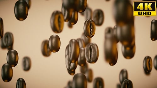 Falling Roasted Coffee Beans Animated Background Element
