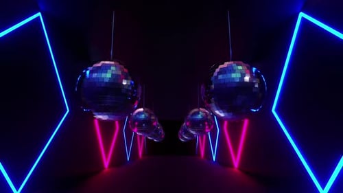 Animated Neon Disco Ball Party Tunnel
