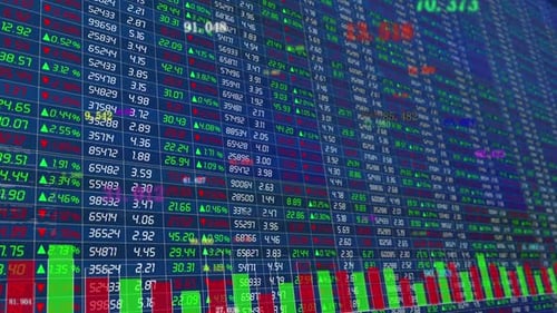 Dynamic Stock Market Data Display With Numbers And Bar Graphs