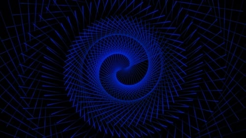 Abstract Geometric Blue Wireframe Tunnel Loop Background