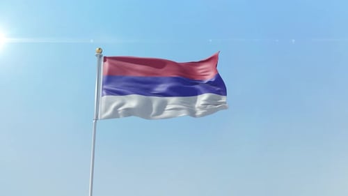 3D Waving Tricolor Flag Animation Against a Blue Sky