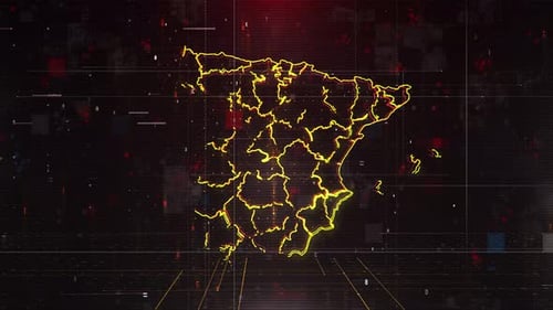 Spanische Karte Digitaler Hintergrund Loop 4k