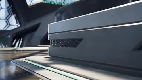 Futuristic Modern Office Building Interior in Urban City