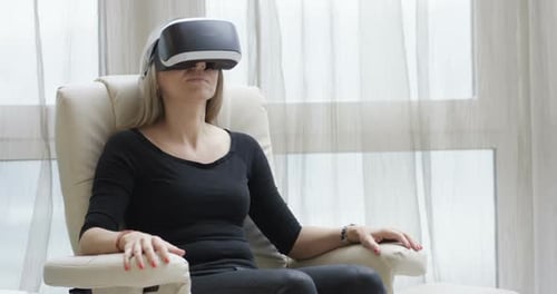 Woman Wearing a Virtual Reality Headset