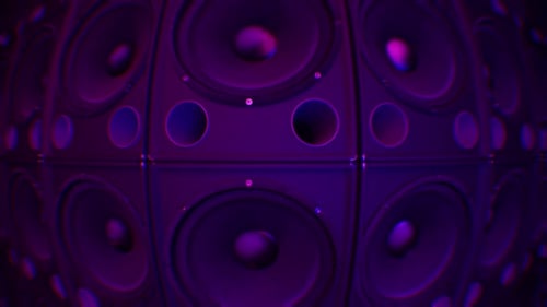 Abstract Neon Speaker Wall Pulsating Music Background