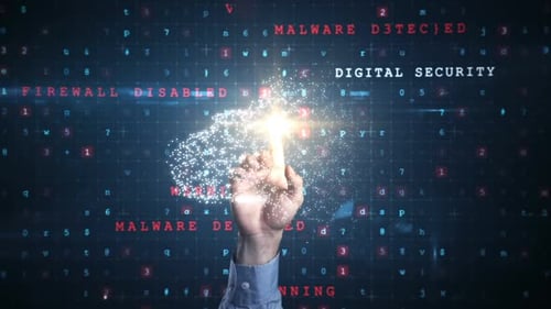 Hand of businessman using digital interface screen