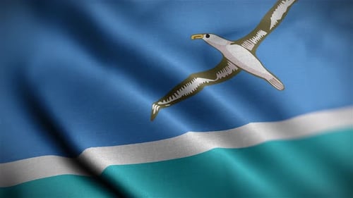Waving Midway Atoll Flag with Albatross Emblem