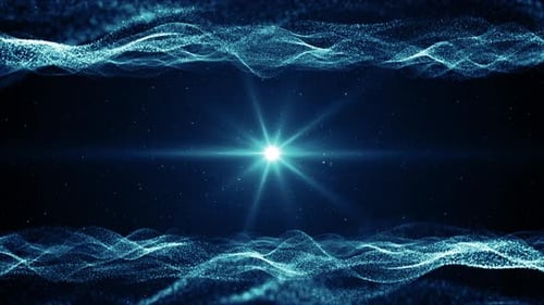 Abstract Particle Waves with Glowing Light Background