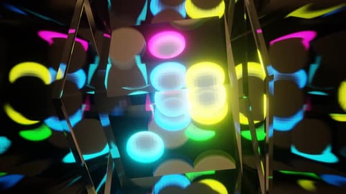 Bolas abstractas en un cubo de vidrio 02