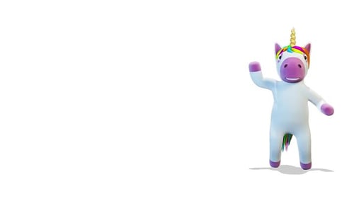 Unicorn Comes Out From The Right Side Of The Screen And Greeting on White Background