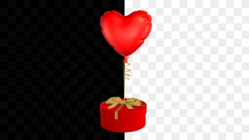 Animated Red Heart Balloon and Gift Box