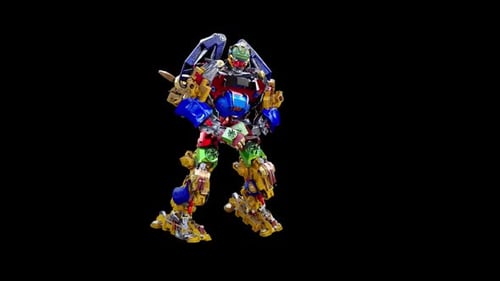 3D Colorful Mechanical Robot Performing Walk and Run Cycles