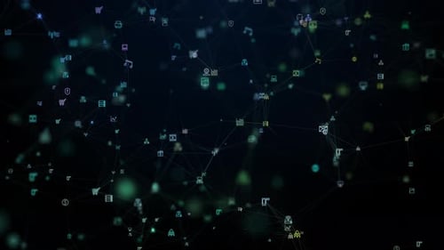 Digital Network Connection with Communication Technology Icons