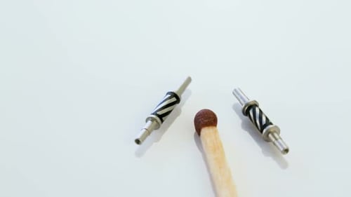 Precision plastic parts on white background