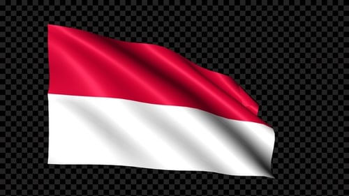 Indonesia National Flag Waving Loop with Transparent Background