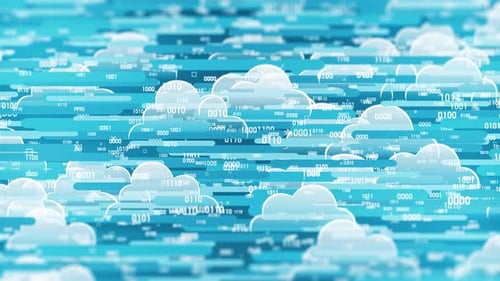 Animated Cloud Computing Background with Digital Data Flow