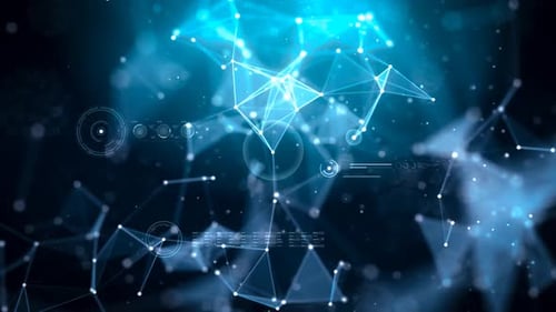 Futuristic Digital Plexus Network Background with HUD Elements