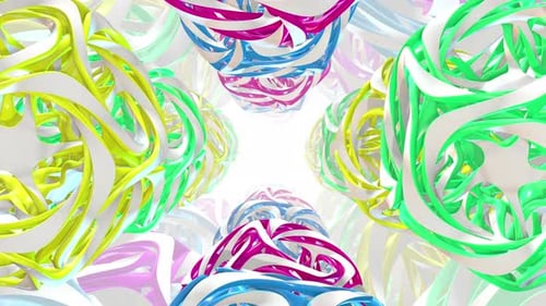 Vibrant Abstract Swirling Sphere Shapes Tunnel Loop Background