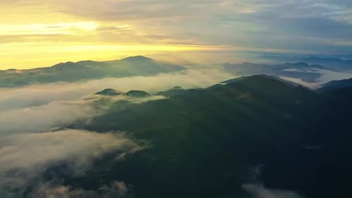Mountains Cloud Fog Rays Morning Sunlight Abstract Sunny