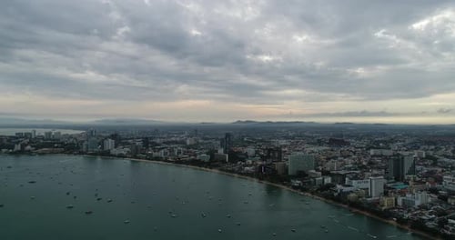 Vista aérea Flying Pattaya beach, Tailandia
