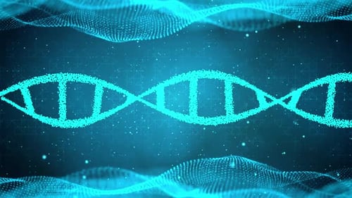 Abstract rotating DNA double helix 3D blue Seamless