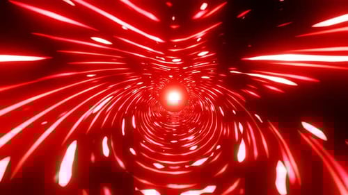 Flying Through Red Futuristic Light Tunnel Animation
