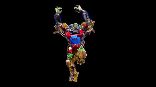 Dynamic Colorful Robot Figure Dance Loop Animation