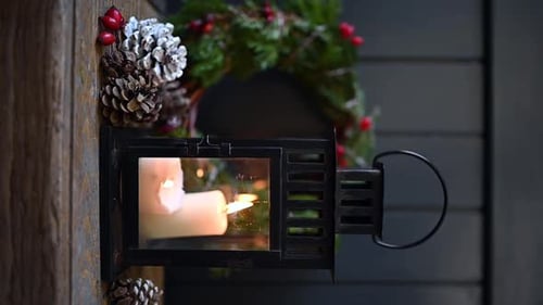 Festive Christmas Candle and Wreath Home Decoration