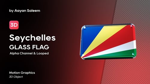 Glossy 3D Rotating Seychelles Flag Badge Animation