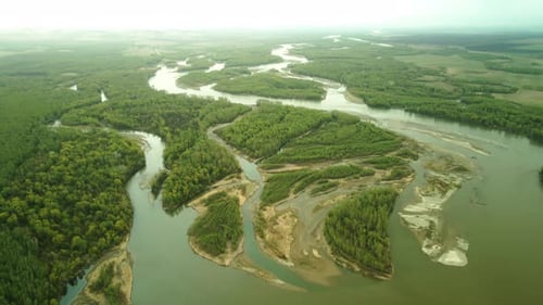 River Landscape on a Cloudy Day