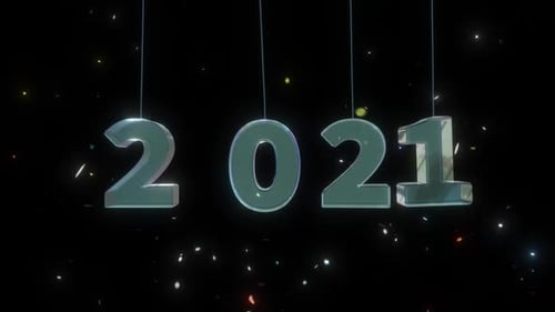 New Year 2021 Sparkling Countdown Title with Confetti Animation