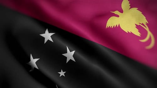 Papua New Guinea Flag Waving with Realistic Fabric Motion