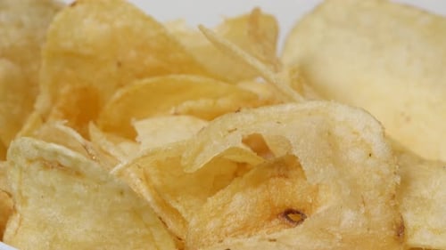 Close Up of Crispy Golden Potato Chips