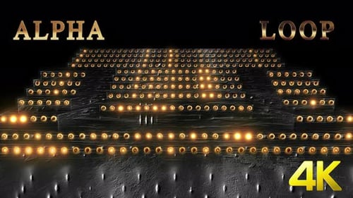 Golden Stage Lights Celebration Animation Loop with Alpha Channel