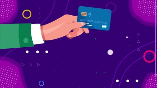 Animated Hand Holding Credit Card for Digital Payments