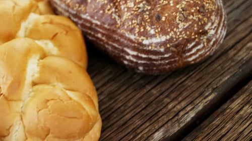 Close-up of various bread loaves