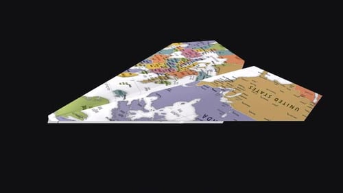 Flying Paper Airplane Global Travel Map Animation