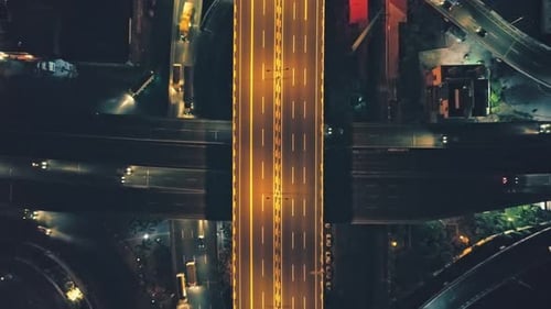 Big City Town Urban Night Life with Cars Automobiles Drive Highway Evening Light Illumination