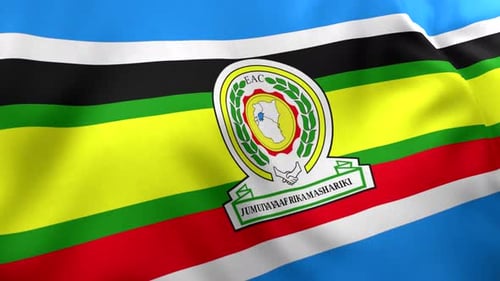 East African Community Flag Waving with Realistic Fabric