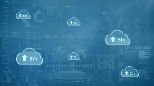 Futuristic Digital Interface with Cloud Data Upload Animation