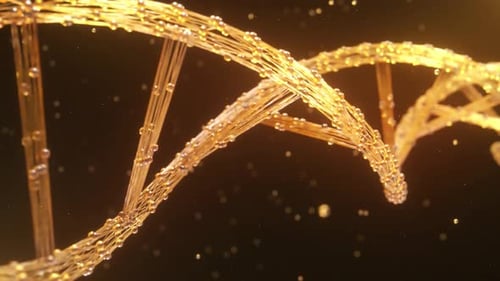 Rotating Golden DNA Helix Technology Background
