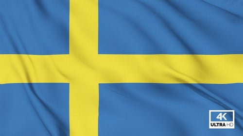 Sweden Flag Waving Slowly Looped