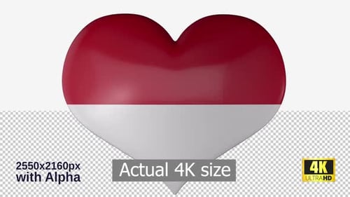 3D Rotating Red and White Heart with Alpha Transparency