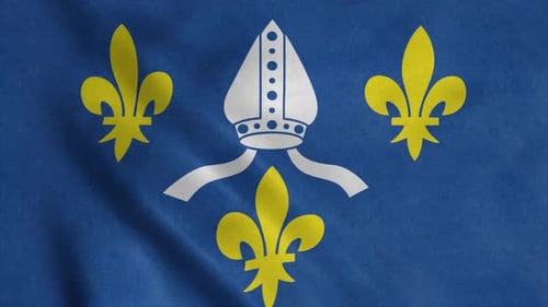 Religious Heraldic Flag Waving with Miter and Fleur-de-Lis