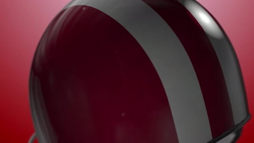 Football Helmet Close Sports Background Red
