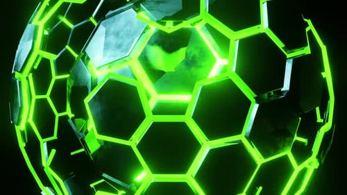 Bola móvil romboide verde. Animación en bucle