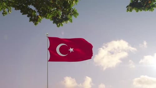 Türkei-Flagge mit moderner Stadt