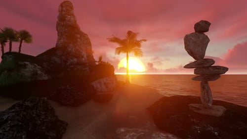 Sunset Over an Island 1